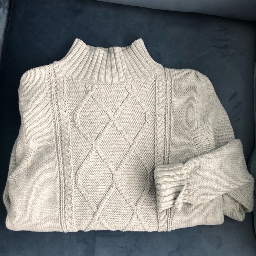 J.Crew S Light Grey Knot Sweater Mockneck NWOT